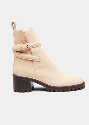 Lennox Suede Buckle Ankle Booties