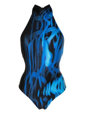 Lenny Niemeyer abstract-print halterneck one-piece - Blue