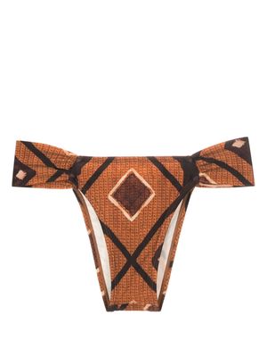 Lenny Niemeyer geometric-print draped bikini bottoms - Brown