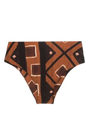 Lenny Niemeyer geometric-print high-waisted bikini bottoms - Brown