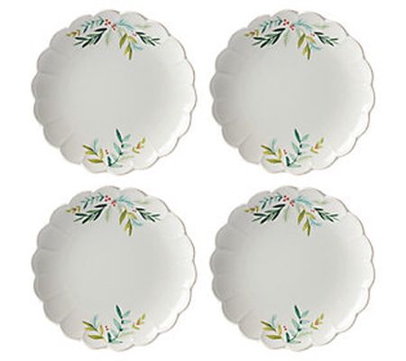 Lenox French Perle Set of 4 Scallop Holiday Acc ent Plates