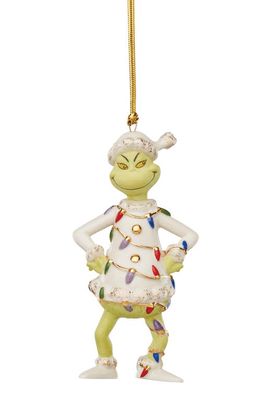 LENOX Grinch with Lights Porcelain Ornament in Grey/Green