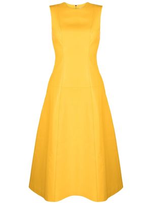 Leo Lin Antonia leather flared midi dress - Yellow