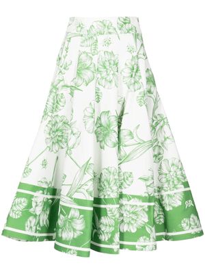 Leo Lin floral-print pleated skirt - White