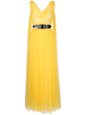 Leo Lin Juno draped floor-length dress - Yellow