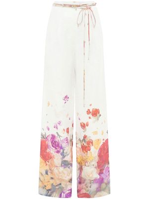 Leo Lin Luisa floral trousers - White