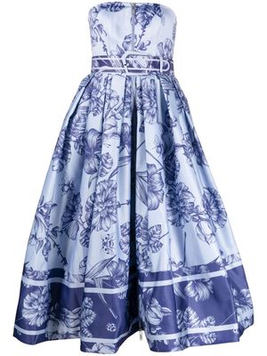 Leo Lin Norine Harmony-print bustier dress - Blue