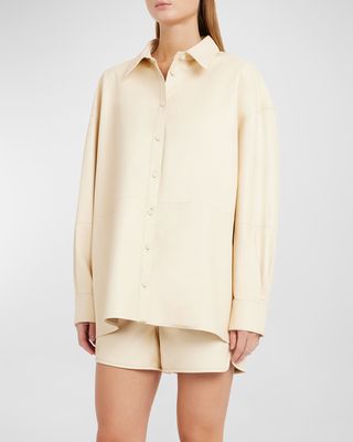 Leo Nappa Leather Button-Front Shirt