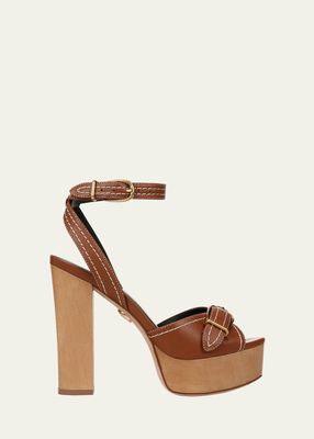 Leonarda Leather Ankle-Strap Platform Sandals