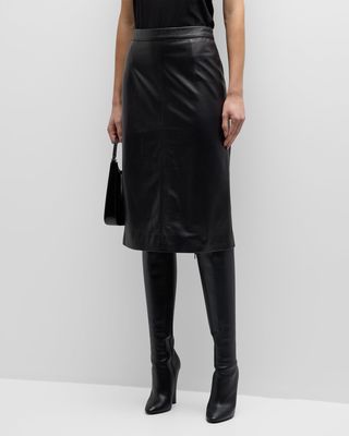 Leonie Leather Slim Midi Pencil Skirt