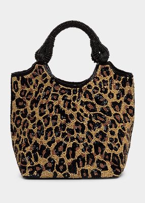 Leopard Beaded Tote Bag