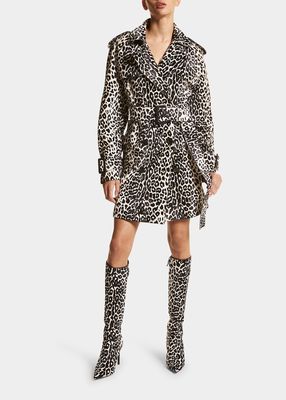 Leopard Calf Hair Trench Coat
