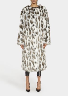 Leopard Eco Fur Long Coat