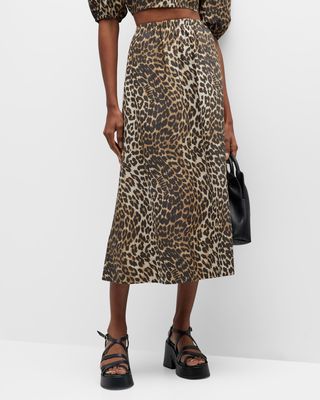 Leopard Elasticated Midi Skirt