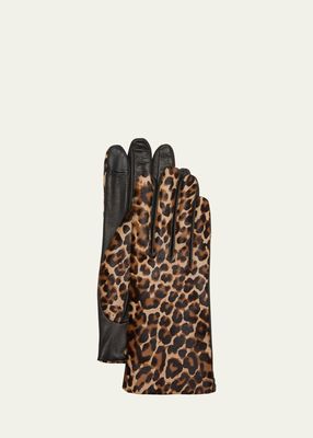 Leopard Leather Gloves