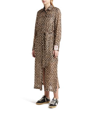 Leopard-Print Fil Coupe Shirtdress