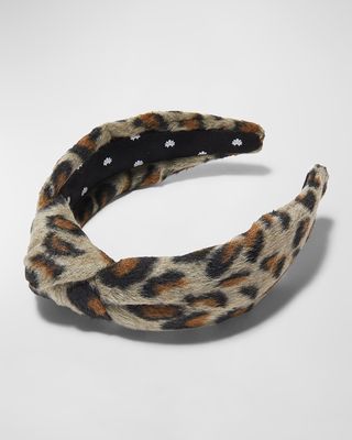 Leopard-Print Fleece Knot Headband