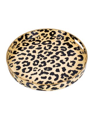Leopard Print Round Plastic Tray
