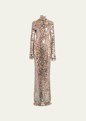 Leopard Print Sequin Gown