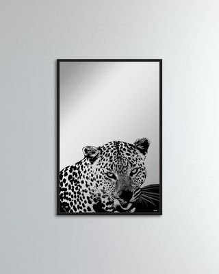 Leopard Stare Framed Mirror Print