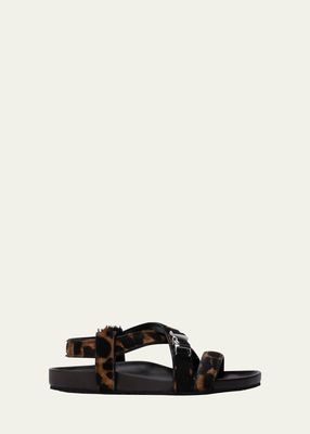 Leopard Strappy Buckle Sporty Sandals
