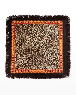 Leopard Wool Fringe Bandana