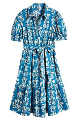 Leota Octavia Shirtdress in Palm Fields Mykonos Blue 