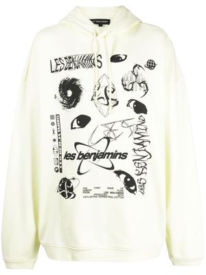 Les Benjamins logo-print cotton hoodie - Yellow