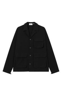 Les Deux Asumnd Long Sleeve Seersucker Camp Shirt in Black 