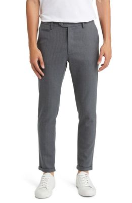 Les Deux Como Regular Fit Herringbone Suit Pants in Light Grey Mlange/Charcoal