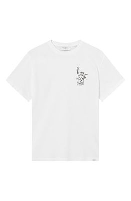 Les Deux Crocket Cotton Crewneck T-Shirt in White/Liberty