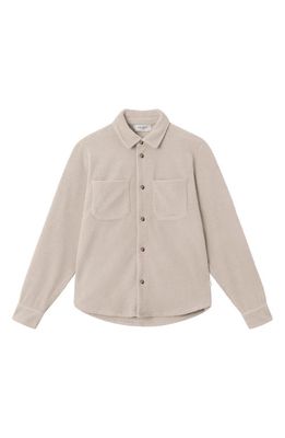 Les Deux Jacob Pile Hybrid Fleece Recycled Polyester Button-Up Shirt in Light Sand