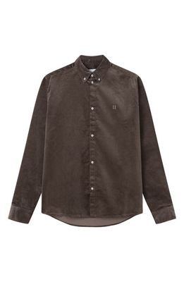 Les Deux Karlo Stretch Cotton Corduroy Button-Down Shirt in Mountain Grey