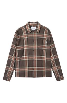 Les Deux Keanu Plaid Button-Up Shirt in Coffee Brown/Ivory