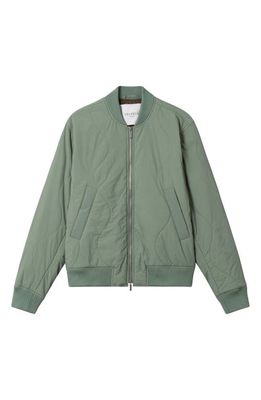 Les Deux Norman Quilted Recycled Nylon Bomber Jacket in Hedge Green