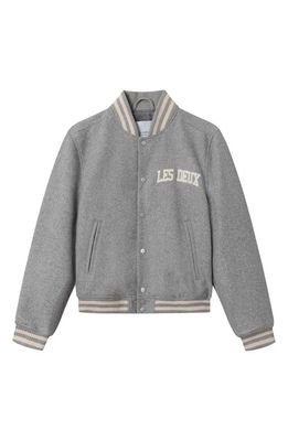Les Deux Wool Blend Varsity Jacket in Light Grey Melange