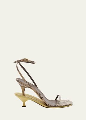 Les Doubles Ankle-Strap Embossed Sandals