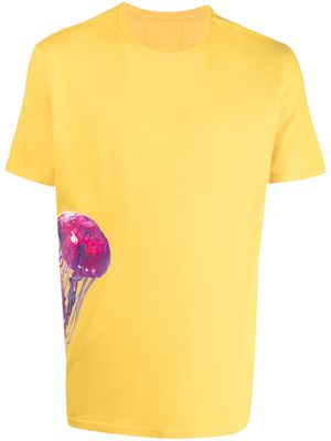 LES HOMMES graphic-print crew-neck T-shirt - Yellow