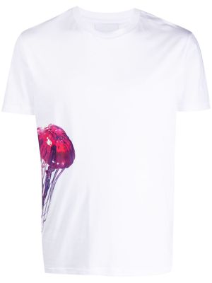 LES HOMMES graphic-print short-sleeve cotton T-shirt - White