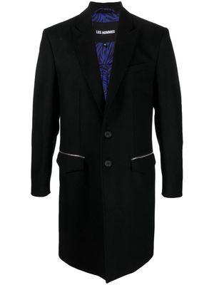 LES HOMMES single-breasted wool coat - Black