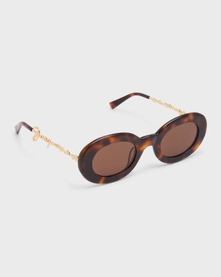 Les Lunettes Pralu Acetate & Metal Alloy Oval Sunglasses