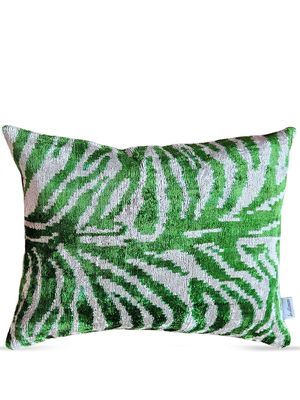 Les-Ottomans abstract-pattern print velvet-finish cushion - Green