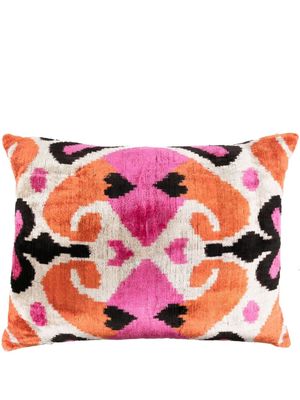 Les-Ottomans abstract-print velvet cushion - Pink