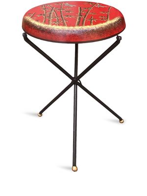 Les-Ottomans bamboo-print folding stool - Red