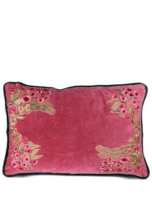 Les-Ottomans floral-embroidered cotton cushion - Pink