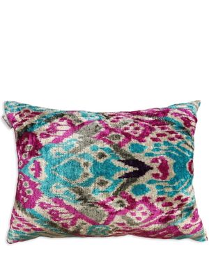 Les-Ottomans Ikat print velvet cushion - MULTICOLOR