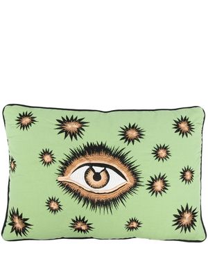Les-Ottomans x Browns eye-embroidered cushion - Green