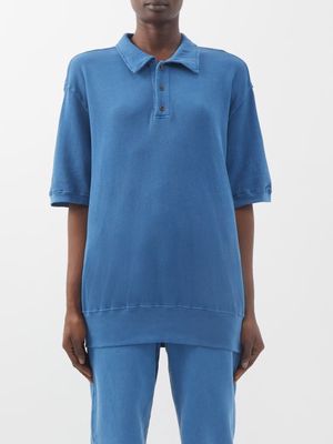 Les Tien - Brushed-back Cotton-jersey Polo Shirt - Womens - Blue