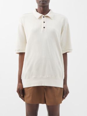 Les Tien - Brushed-back Cotton-jersey Polo Shirt - Womens - Ivory