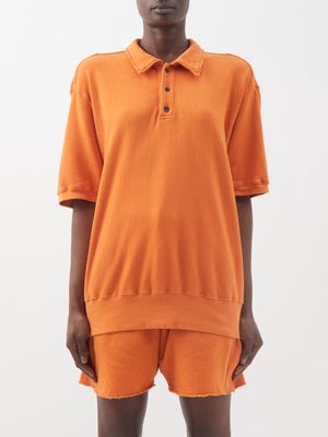 Les Tien - Brushed-back Cotton Jersey Polo Top - Womens - Orange